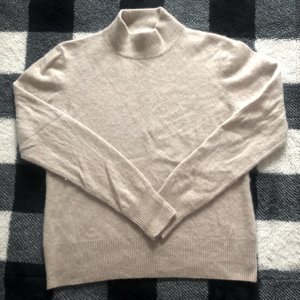INVESTMENTS 100% Cashmere Mock Neck Soft Comfy Long Sleeve Sweater Size L